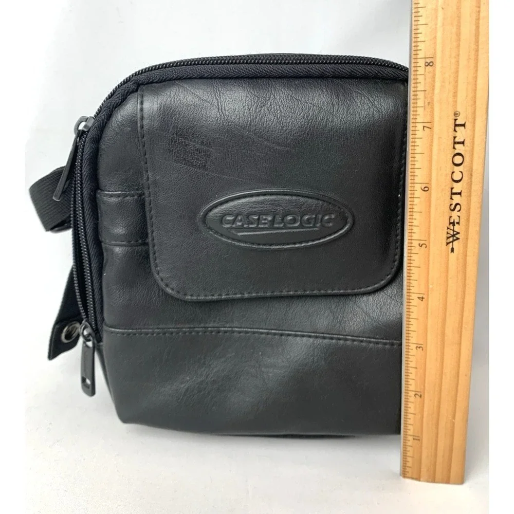 Case Logic Bag Faux Leather For Camera CD Player Walkman Carry Travel Zip Soft